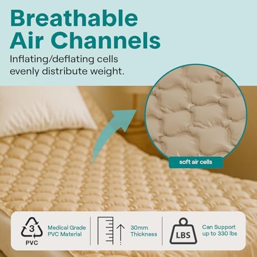 SereneLife Air Pressure Mattress Pad | Hospital Topper for Bedridden Patients | Alternating Air Pressure Mattress with Electric Pump, Medical Grade Pad & Topper for Hospital Bed | 330 lbs Capacity