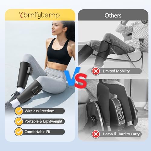 Comfytemp Cordless Calf Massager for Circulation and Pain Relief, FSA Eligible HSA, Portable Leg Compression Massager for Edema, RLS, Varicose Veins, Ideal Gift for Mom Dad Seniors (Fit Calf 13"~18")
