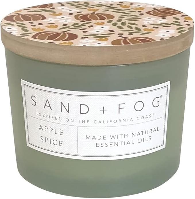 Sand + Fog Scented Candle - Apple Spice â Additional Scents and Sizes â 100% Cotton Lead-Free Wick - Luxury Air Freshening Jar Candles - Perfect Home Decor â 12oz