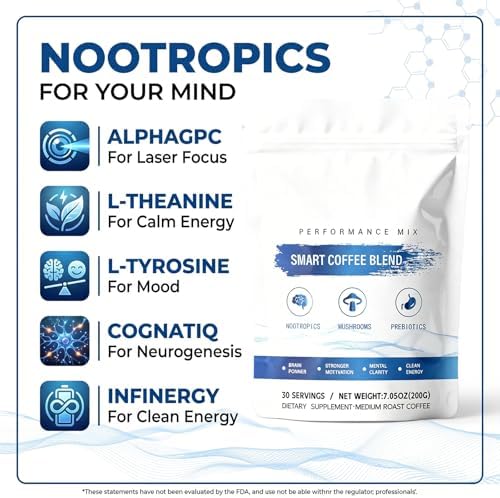 Neubrain Organic Mushroom Coffee,Natural and Easily Absorbed, Helps Boost Energy and Enhance Concentration,It Can Be Consumed Hot or Cold,Gluten-free,30 servings(1)