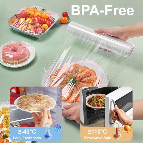 Plastic Food Wrap Single pack Kitchen Cling Wrap BPA-Free Clear Cling Film for Home and Commercial Use Food Service 30cm×150Meters