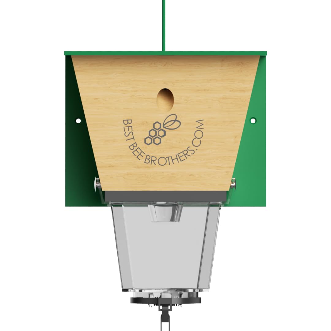 Best Bee Brothers Ultimate Pro Carpenter Bee Trap for Outside with Extra-Large, Clear External Receptacle, Internal Bee Vault & Spring-Loaded Door, 4.2â D x 5.8â W x 7.5â H