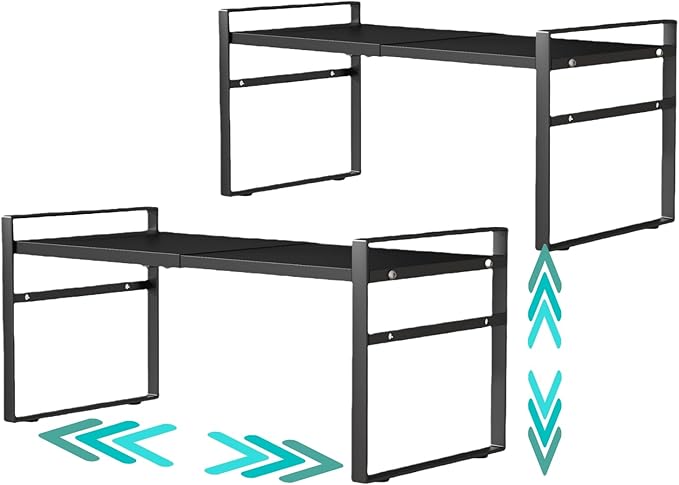 Expandable Cabinet Shelf Organizer Riser for Kitchen Pantry Cupboard Under Sink Countertop,kitchen cabinet shelf 8.3ââD * 12.2-23.6ââW * 10.4ââH