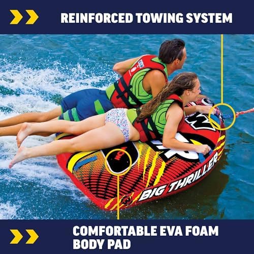 Wow Sports Thriller Towable Deck Tube for Boating Adults, Tubing Boat Inflatable for Water Sports