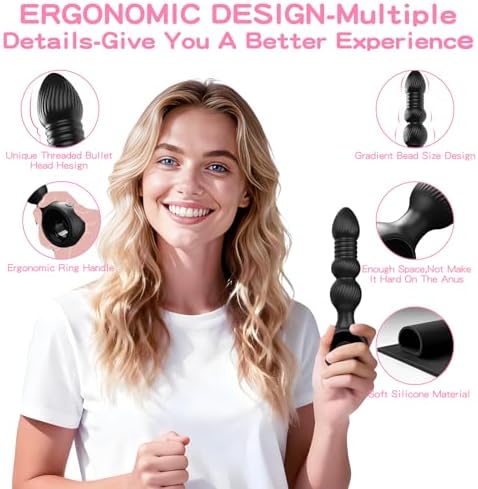 Thrusting Vibrating Anal Plug, Wordone Anal Beads with 10 Vibrations&7 Thrust Prostate Massager Adults Toys, Male Sex Toys Vibrating Butt Plug, Anal Toys Bullet G-Spot Vibrator for Men Women Couples