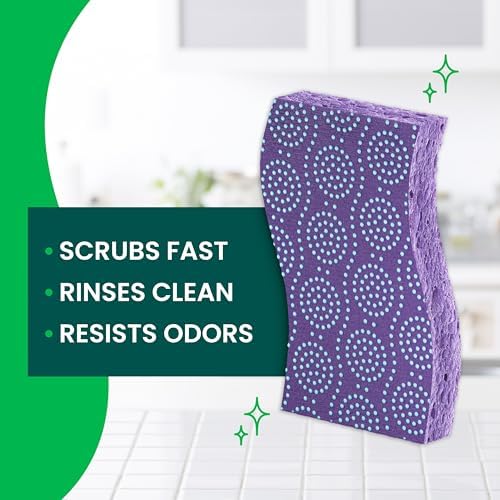 Scotch-Brite Scrub Dots Non-Scratch Scrub Sponge, Rinses Clean, for Washing Dishes and Cleaning Kitchen, 3 Scrub Sponges