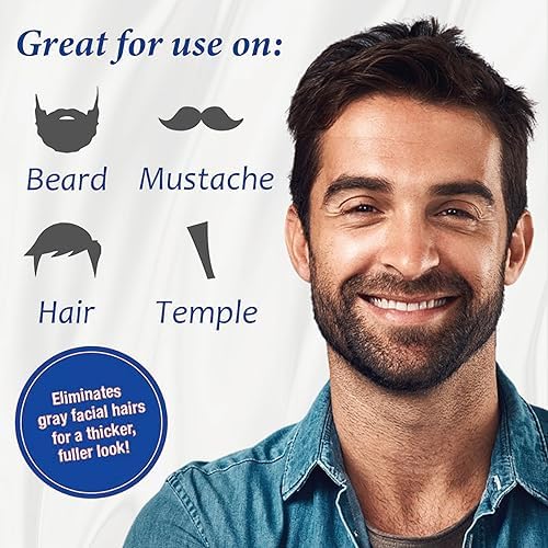 Men's Long-Lasting Black Hair Dye & Root Touch Up for Gray Coverage - 5 Minute Natural Beard & Mustache Coloring Shampoo 3-in-1