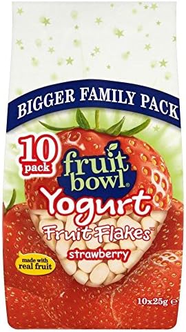 Fruit Bowl Fruit Flakes Strawberry with a Yogurt Coating (10x25g) - Pack of 6