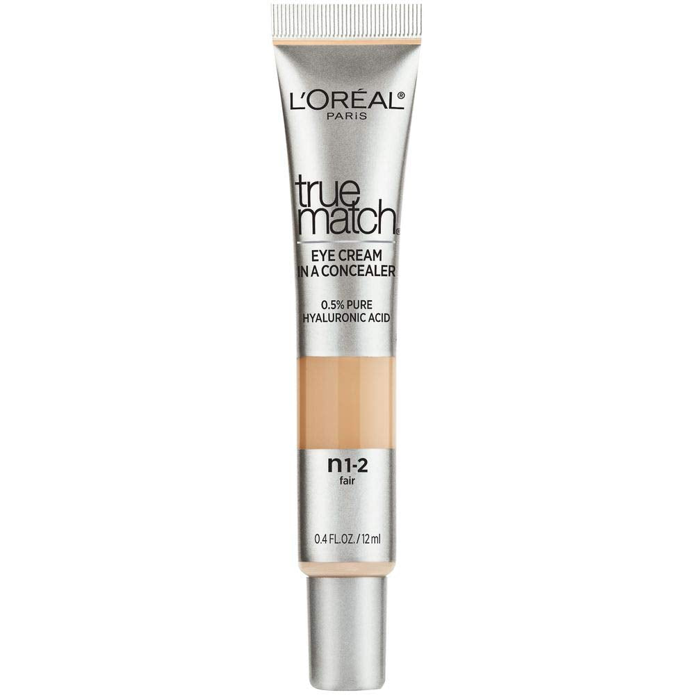 LâOréal Paris True Match Eye Cream in a Concealer, 0.5% hyaluronic acid, Fair N1-2, 0.4 fl. oz.