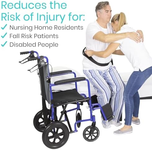 Vive Gait Belt (350lbs) Transfer Belt with Handles - Medical Nursing Safety Patient Assist - Bariatric, Elderly, Handicap, Physical Therapy - PT Gate Strap Quick Release Metal Buckle, Grabbing Teeth