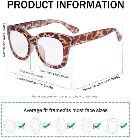 Eyekepper Oversized Reading Glasses - Retro Readers for Women Reading - Brown/Tortoise Frame +2.50