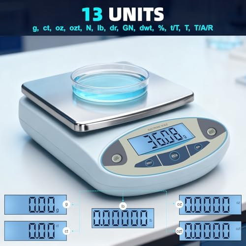 Lab Scale 6000gx0.01g,Analytical Balance 0.01g High Precision Electronic Digital Balance Scale, Scientific Scale Gram Scale Digital Balance for Kitchen Lab Weighing Jewelry Scale