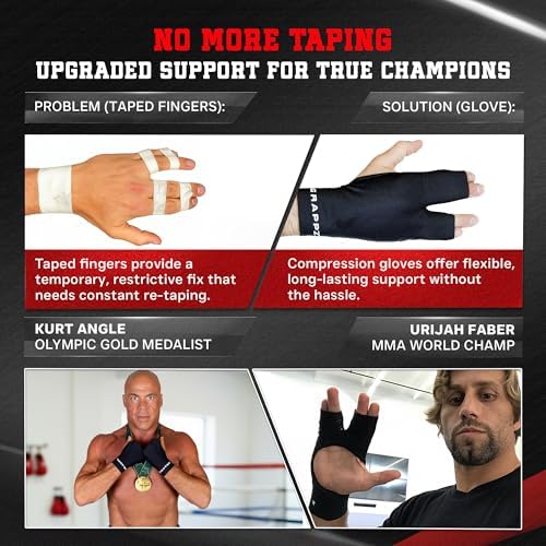 Grappz Finger Support Athletic Compression Gloves β Athletic Buddy Tape & Trigger Finger Splint Alternative β Finger Sleeve & Brace, Arthritis Pain Relief & Joint Stabilizer for All Sports, Unisex L