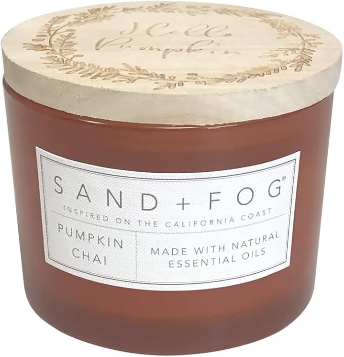 Sand + Fog Scented Candle - Pumpkin Chai â Additional Scents and Sizes â 100% Cotton Lead-Free Wick - Luxury Air Freshening Jar Candles - Perfect Home Decor â 12oz