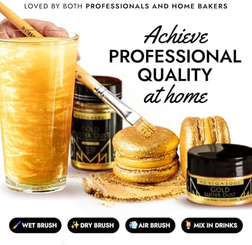 MONÉGASQUE Gold Edible Glitter for Drinks 15g – Edible Glitter for Cakes & Cocktails - Gold Luster Dust for Cocktail, Father's Day Cake Topper, Food Decorations Sprinkles Spray - Drink Shimmer Powder