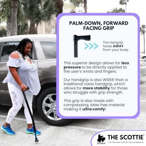 Scottie Cane - Ultimate Comfort, Stability and Balance - HSA/FSA Eligible - Adjustable Heavy Duty Walking Cane for Seniors, Men, Women - Stylish and Travel-Ready - Strong Support Cane