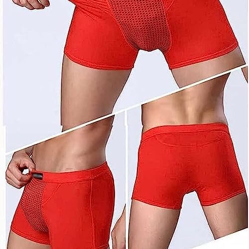 Men's Magnetic Therapy Underwear Improve Male Power Health Care Boxer Brief Breathable Inner Pants 3/4/6-Pack (Color : 4 PCS, Size : XX-Large)