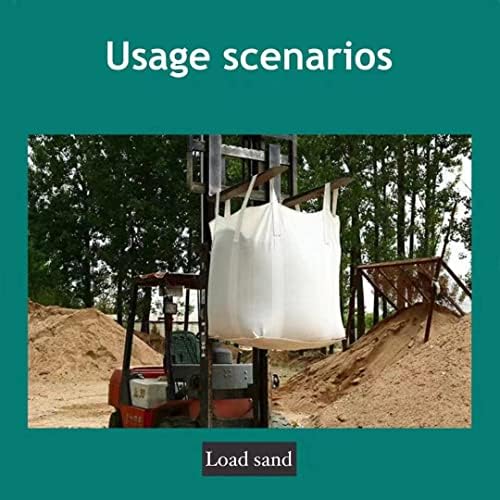 FIBC Bulk Bag 2-Pack | 1-Ton (2,200 lbs) Super Sack | 35“ x 35” x 43" Woven Polypropylene | Duffle-Top Construction Waste Bag with 4 Loops