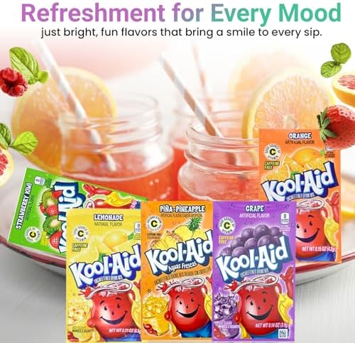 Kool Aid Packets Ultimate Variety (18 Falvors, 36 Packets) - Drink Mix - Includes Cherry, Grape, Lemonade, Mixed Berry, Strawberry, Tropical Punch and more PLUS 5 STICKERS By D.F. LUXURY
