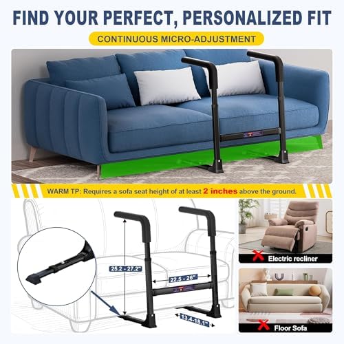 Couch Stand Assist for Elderly, Adjustable Stand Up Assist Chair Raiser, Heavy Dutystand Assist Aid with Non-Slip Handles for Seniors, 400 lbs Capacity, Black