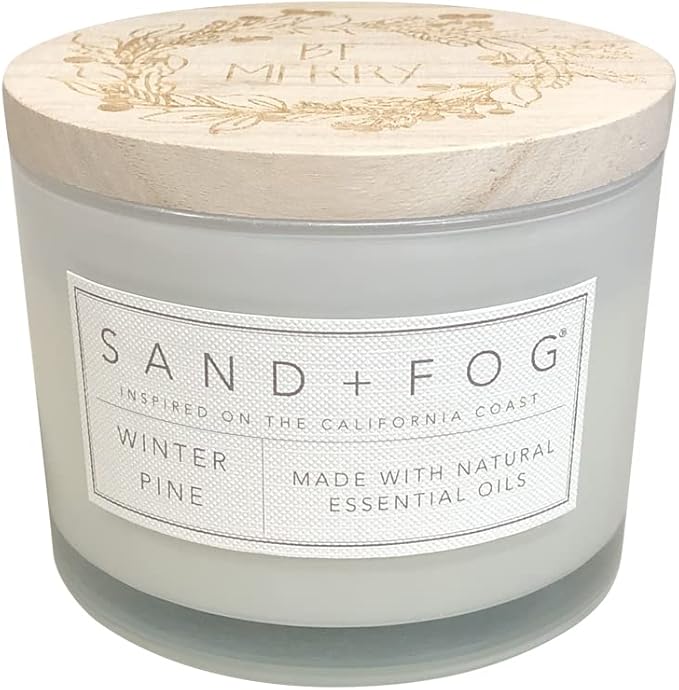 Sand + Fog Scented Candle - Winter Pine â Additional Scents and Sizes â 100% Cotton Lead-Free Wick - Luxury Air Freshening Jar Candles - Perfect Home Decor â 12oz - Holiday Scents