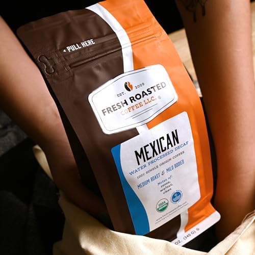Fresh Roasted Coffee, Organic Mexican Water-Processed Decaf | USDA Organic, 100% Single Origin, Kosher | Medium Roast 12 oz Ground