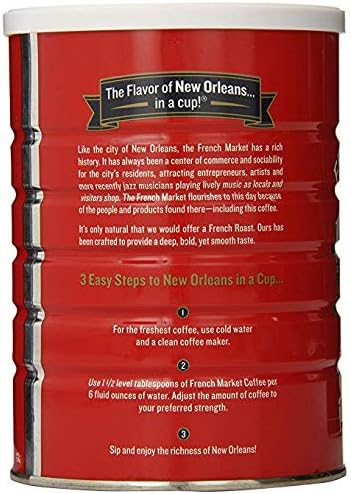 French Market French Roast Medium-Dark Roast Ground Coffee, 12oz Can (Pack of 6)