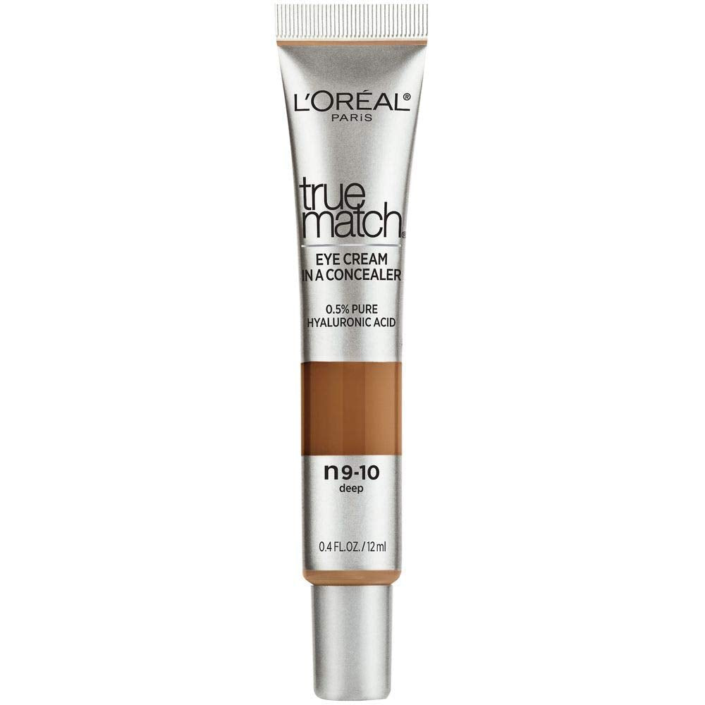 LâOréal Paris True Match Eye Cream in a Concealer, 0.5% hyaluronic acid, Deep N9-10, 0.4 fl. oz.