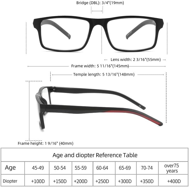 4 Pack Reading Glasses Blue Light Blocking for Men Women, Rectangular Frame Computer Readers with Spring Hinge, Anti Eyestrain/UV Ray Eyeglasses (2.0x)