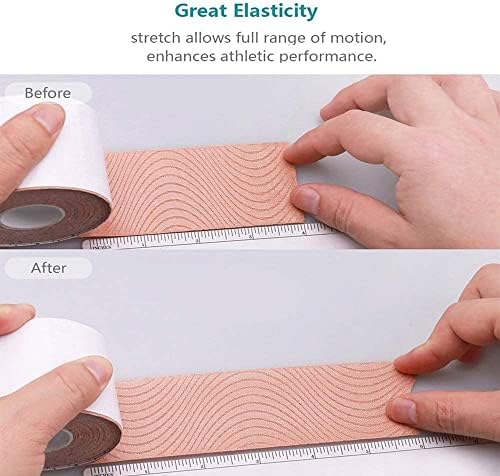 OBTANIM 8 Rolls Waterproof Breathable Kinesiology Tape, Athletic Elastic Kneepad Muscle Pain Relief Knee Taping for Gym Fitness Running Tennis Swimming (8 Colors)