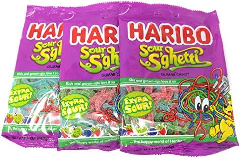Haribo Gummies-Sour Spaghetti 5 Ounce (Pack of 3)