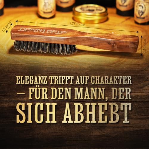 Death Grip Beard Brush and Comb (Wooden Death Grip Brush For Grooming Beards & Hair)