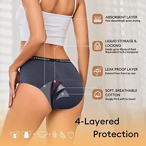 Incontinence Underwear for Women Leakproof 2.0 High Absorbency Period Panties Ladies Leakproof Menstrual Bladder Control Washable Cotton Briefs Multipack