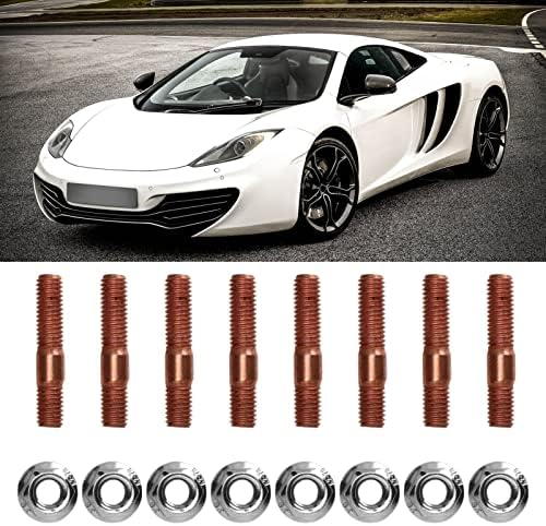 Piping & Piping Kits,8 Pcs M8 1.25 Threaded Turbo Studs Kit 8Mm Metal Alloy High Pressure Manifold Stud Bolt Nut Hardware