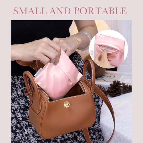 DGAZ Silk Sanitary Napkin Storage Bag, Period Bags for Teen Aged Girls, Portable for Panty Liners/Menstrual Cup/Small Tampons,Mini Makeup Bags for Purse(Bubblegum)
