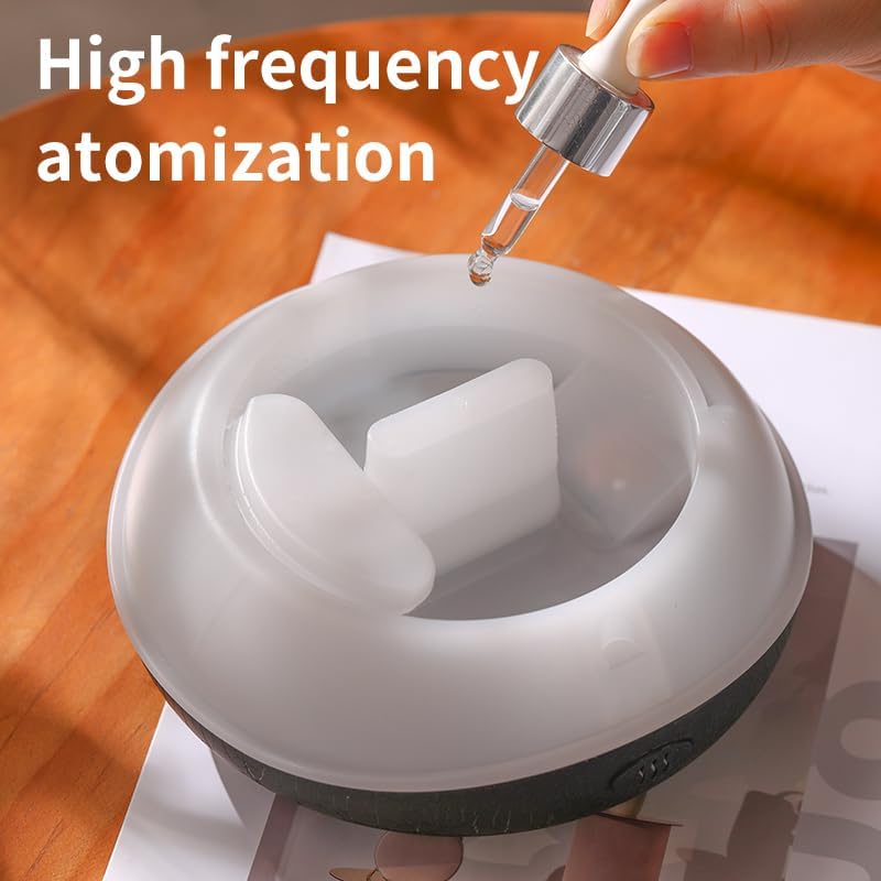 Disc-shaped Aromatherapy Humidifier with 7 Colors - Flame Effect, Noiseless Operation, Auto Shut Off, 200mL Portable