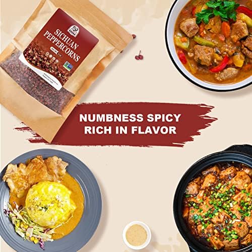 52USA Sichuan Peppercorn, Szechuan Peppercorns(4OZ), Authentic Szechuan Red Peppercorn, Less Seeds, Strong Flavor, Whole Sichuan Red Peppercorns, Tingly Numbness, Key for Mapo Tofu and Sichuan Dishes