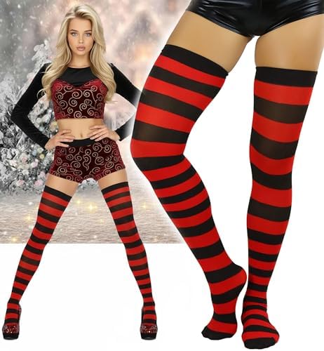 ToBeInStyle Women’s Vibrant Horizontal Wide Striped Thigh High Stockings