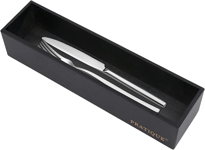 Bamboo Drawer Organizer - Kitchen Utensil Organizer Silverware Tray Cutlery Holderï¼Office Desk Supplies and Accessories,12 * 3 * 2.6inch,Black