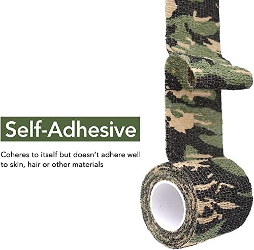 RISEN Cohesive Bandage 2” x 5 Yards, 6 Rolls, Self Adherent Wrap Medical Tape, Adhesive Flexible Breathable First Aid Gauze Ideal for Stretch Athletic (Multicolor Camouflage)