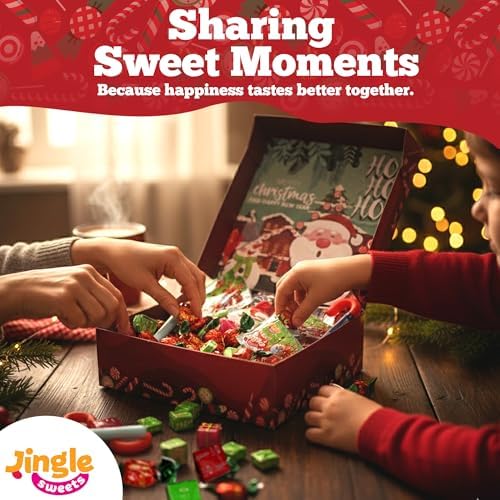 Bulk Candy Variety Pack - Christmas Gift Box – Over 2 Pounds of Festive Holiday Candy – Individually Wrapped Assorted Treats in a Beautiful Christmas Gift Box – Perfect for Gifts, Parties & Stocking Stuffers
