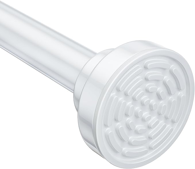 Ausemku Shower Curtain Rod Tension - 32-80 Inch Never Rust Non-Slip Spring Tension Curtain Rod No Drilling Stainless Steel Curtain Rod Use Bathroom Kitchenï¼Whiteï¼
