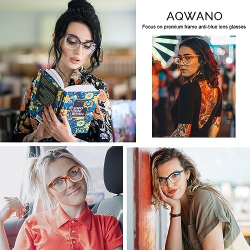 AQWANO Stylish Cat Eye Reading Glasses for Women, Computer Blue Light Blocking/Anti UV Readers Oversized Fashion Readers, Purple 1.0