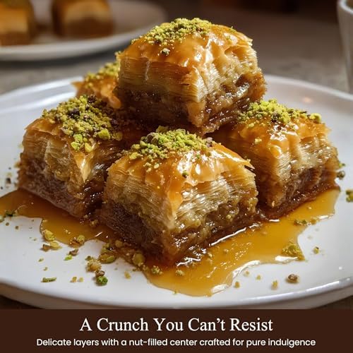 ANDY ANAND CHOCOLATIER Sugar Free Baklava - Turkish Baklava Pastry With Nuts, Delicious Edible Gift Box with Pistachio, Walnut & Hazelnut, Gourmet Assorted Flavor Snack Box (26 Pcs, 8.8 Oz)