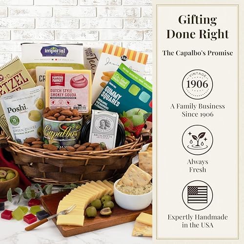 Capalbo's Sweetest Sugar-Free Gourmet Gift Basket | Sugar Free Baskets w/Smoky Gouda, Artisan Crackers, Gourmet Snacks & More | Gift-Ready Packaging w/Personalized Message
