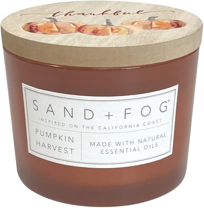 Sand + Fog Scented Candle - Pumpkin Harvest â Additional Scents and Sizes â 100% Cotton Lead-Free Wick - Luxury Air Freshening Jar Candles - Perfect Home Decor â 12oz