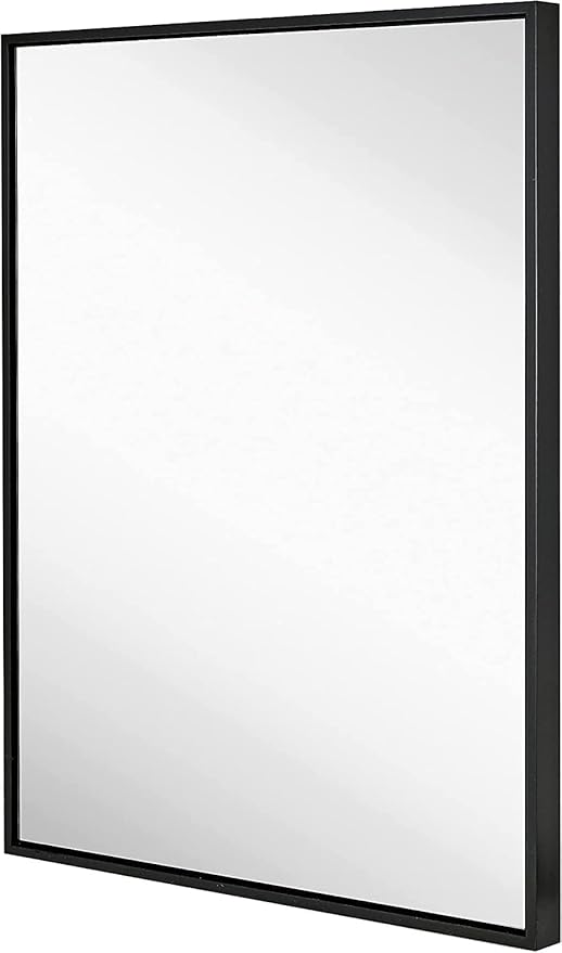 Rectangle Bathroom Mirror 26x48 inch, Large Mirror with Black Frame, Rectangular Vanity Mirror 26" X 48", Modern Matte Wall Mounting Mirrors, Hang Horizontal or Vertical