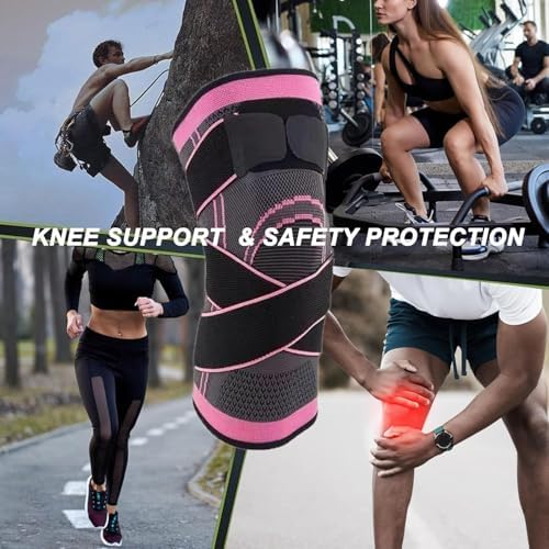 Vitoki Knee Supports for Arthritis Joint Pain 1 Pack, Knee Brace for Men & Women Knee Sleeve for Meniscus Tear ACL Running Workout Basketball Gym Pink Medium