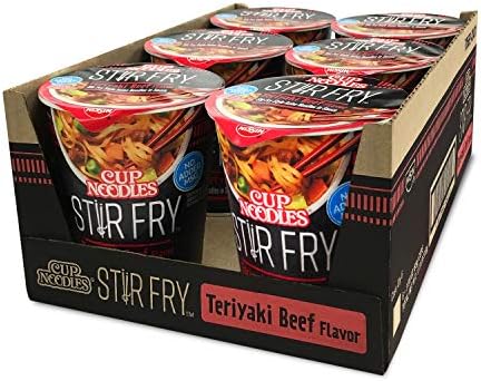 Nissin Cup Noodles Stir Fry Noodles in Sauce, Teriyaki Beef, 3 Ounce (Pack of 12)