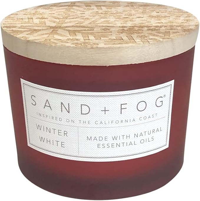 Sand + Fog Scented Candle - Winter White â Additional Scents and Sizes â 100% Cotton Lead-Free Wick - Luxury Air Freshening Jar Candles - Perfect Home Decor â 12oz - Holiday Scents